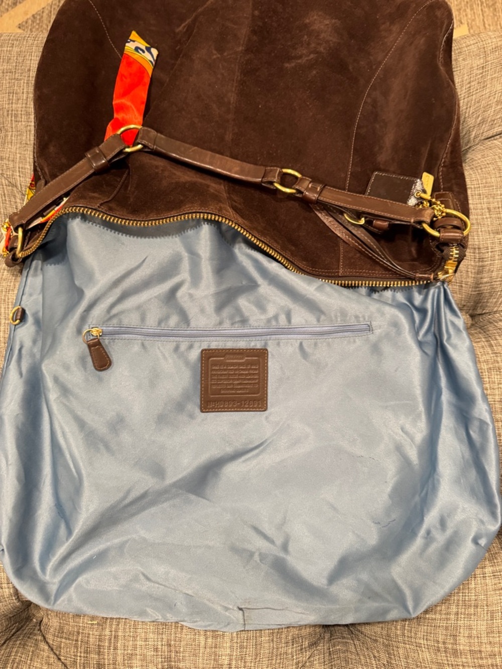 Coach Bag Vintage Carly Oversized Hobo Chocolate Brown Suede Shoulder Bag - Picture 9 of 17